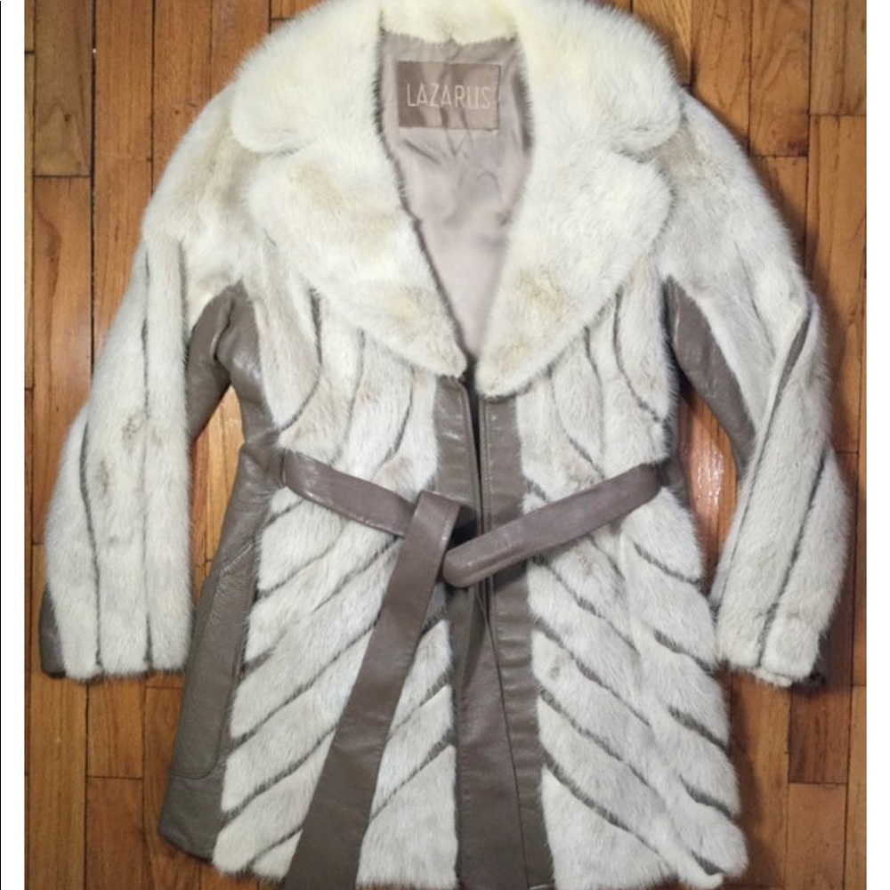 Vintage blonde mink with leather coat